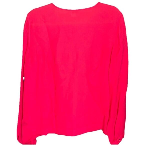 Kate Spade Live Colorfully Long Sleeve Blouse Size 14 Fuchsia Pink - Picture 6 of 9